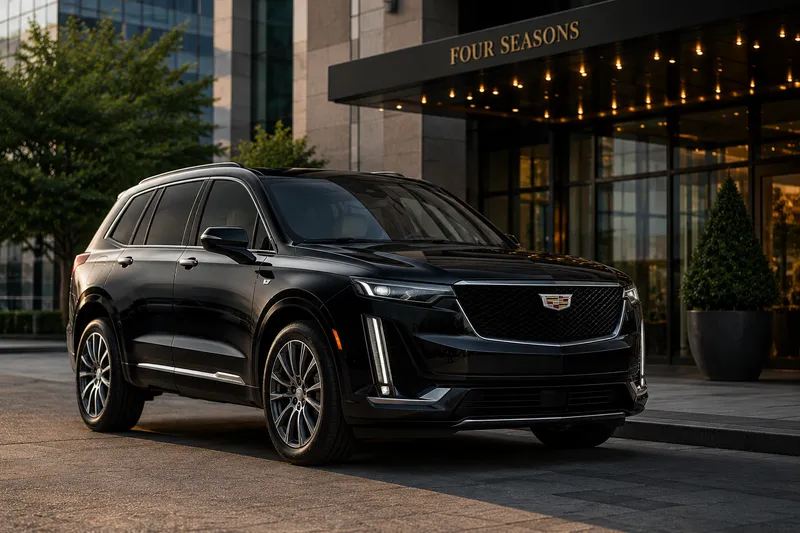 Black Cadillac XT6 mid-size luxury SUV — Emerald City Limos chauffeur fleet