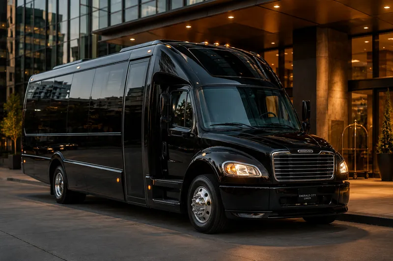 Freightliner minibus charter coach — Emerald City Limos group transport fleet