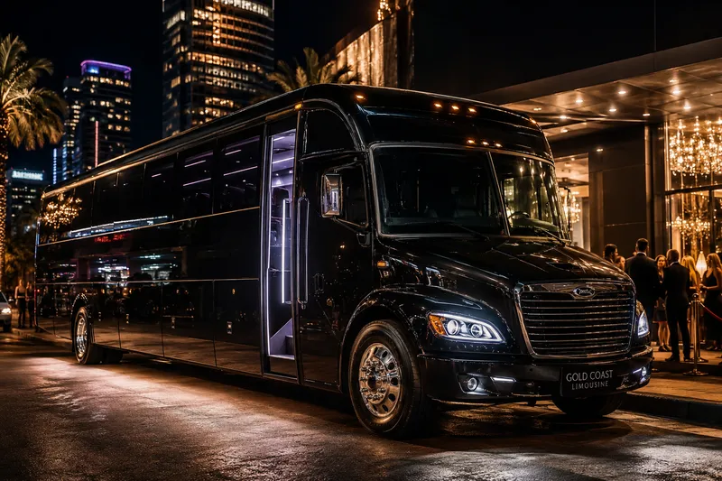 Luxury party bus interior with LED lighting — Emerald City Limos fleet